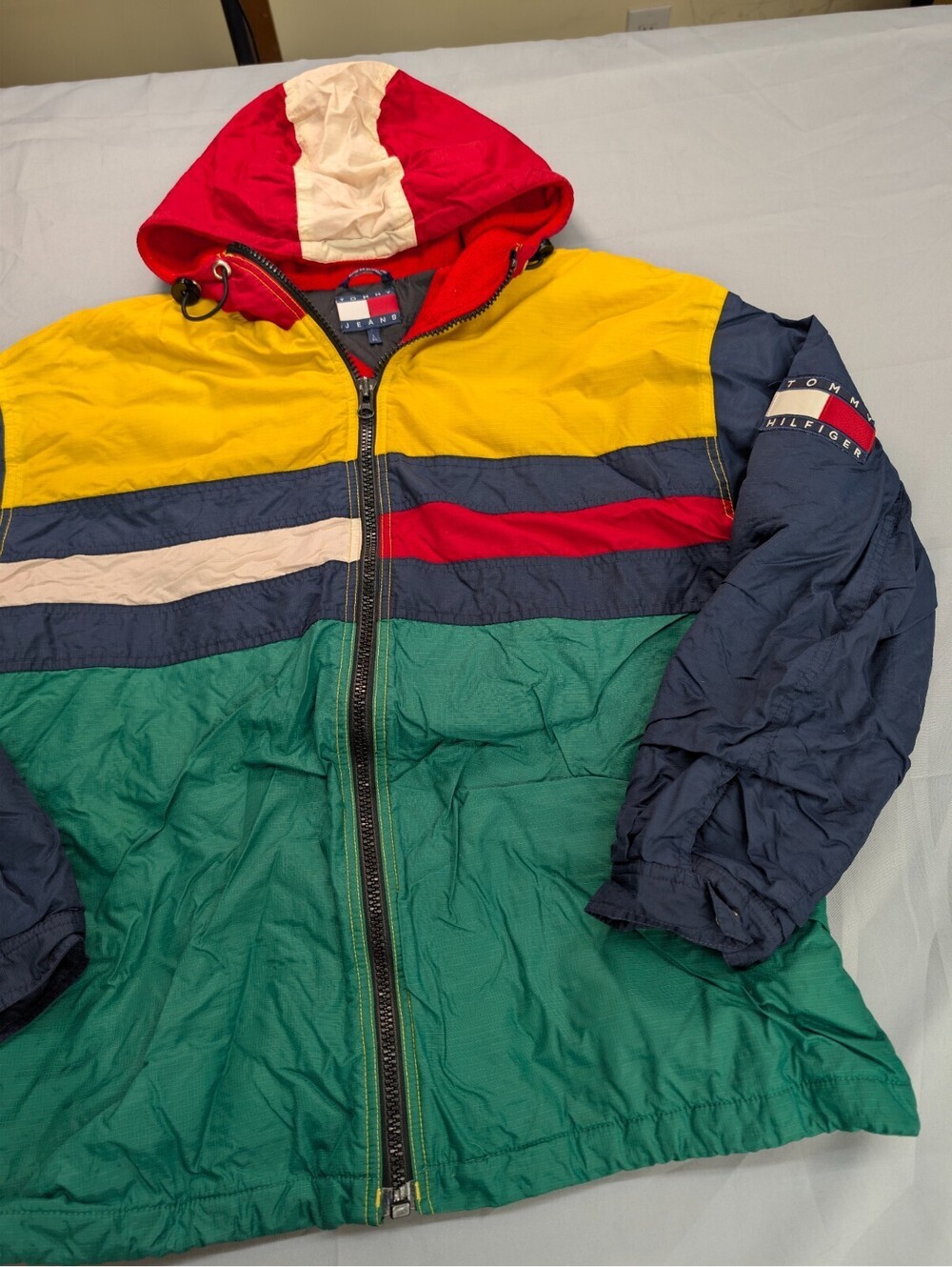 Vintage Tommy Hilfiger Colorblock Jacket Large Hooded